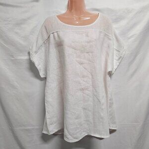 Lungo L'arno Made in Italy Top Blouse Women Size 1X White Linen